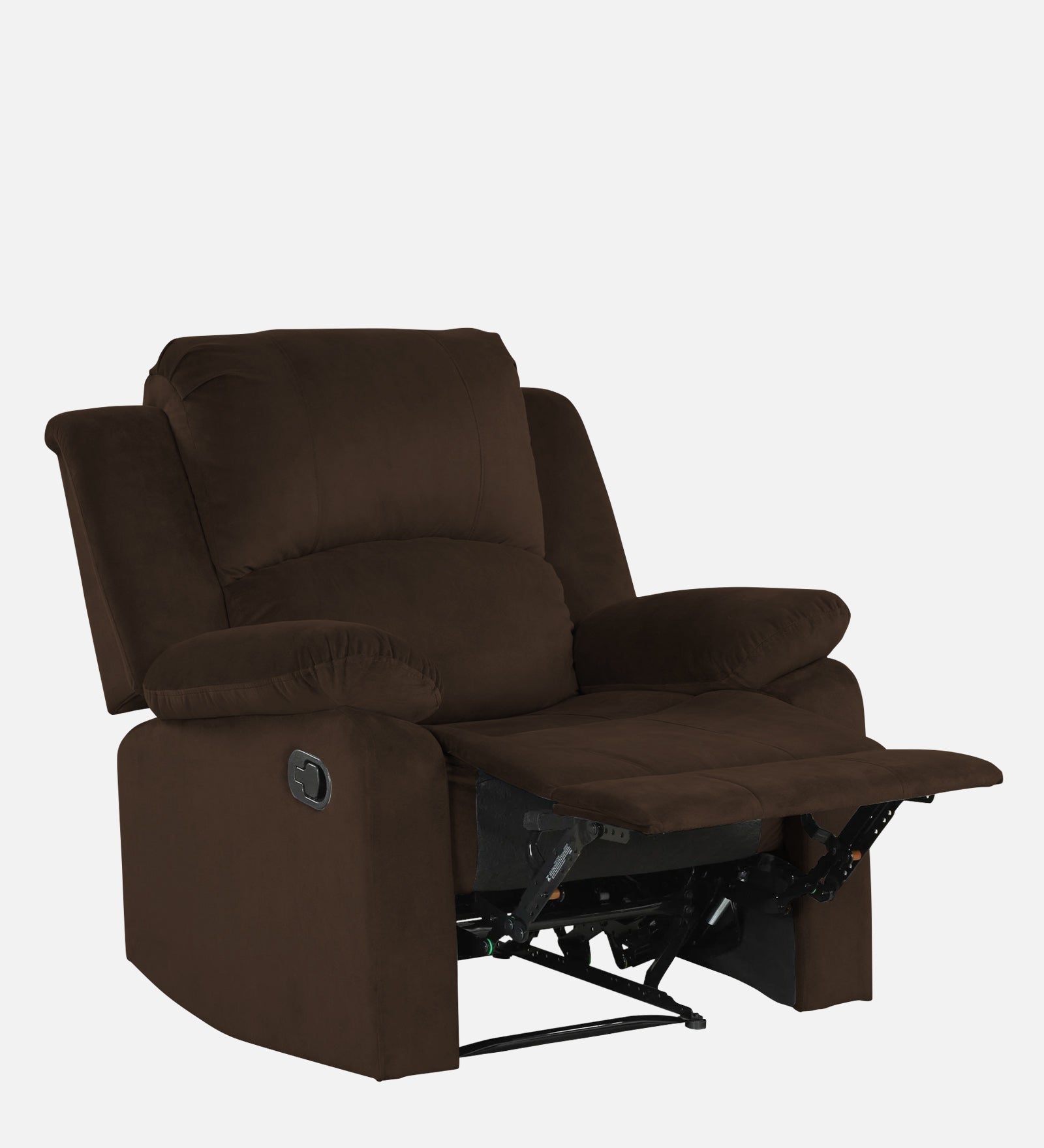 Henry Velvet Manual 1 Seater Recliner In Cholocate Brown Colour