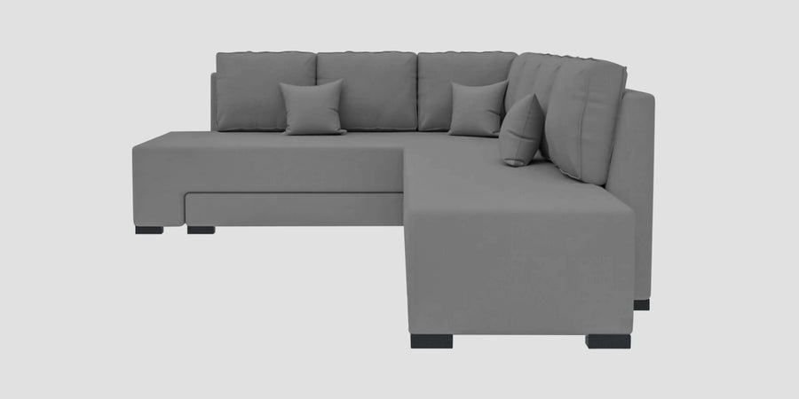 Corby Velvet Lhs 6 Seater Convertible Sofa Cum Bed In Light Grey Colour - Febonic Living
