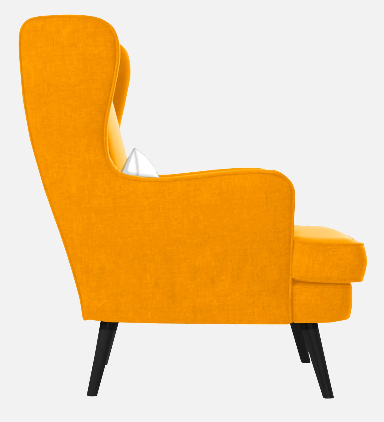 Niya Velvet Wing Chair in Safforn Yellow Colour