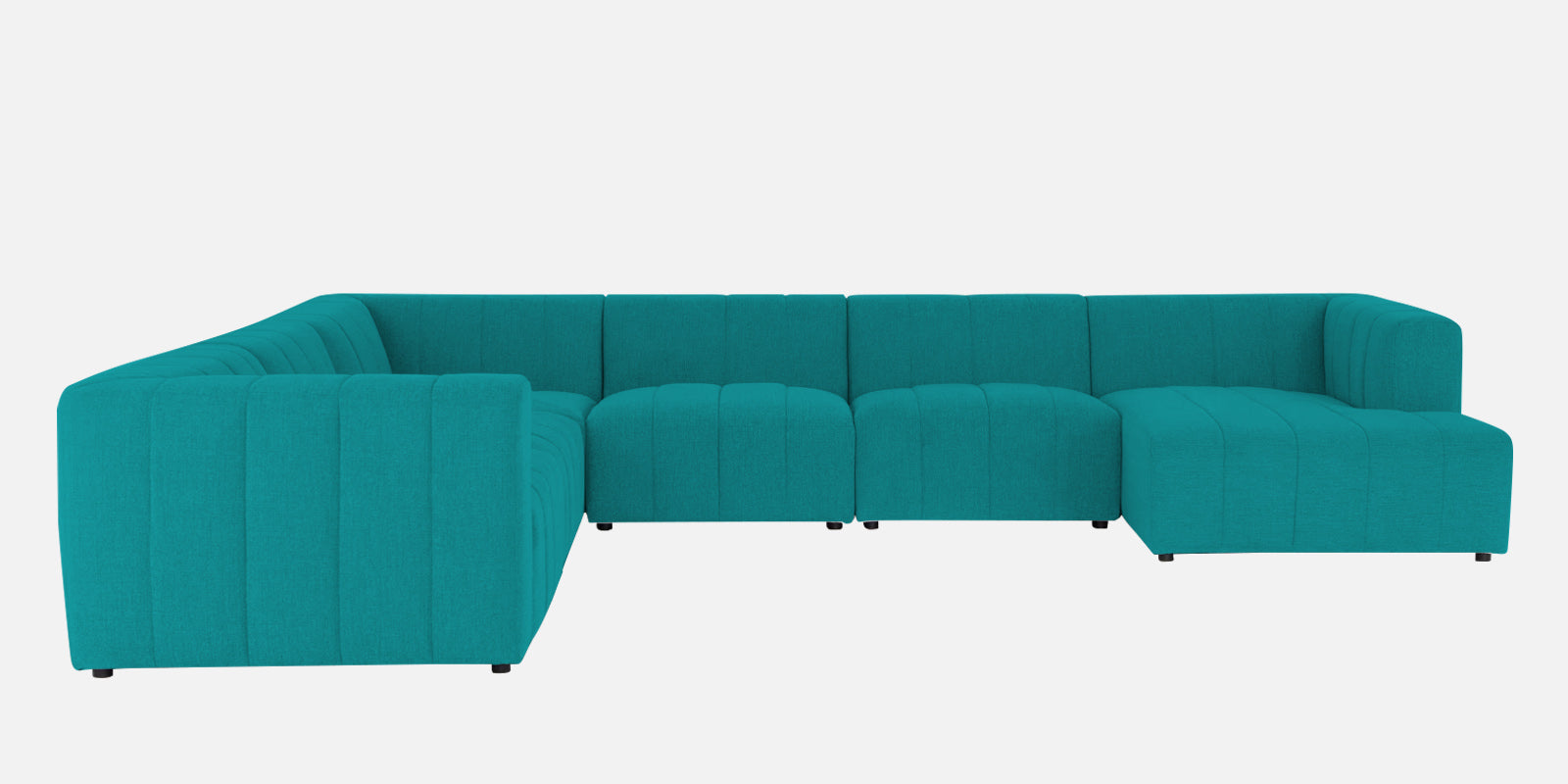 Damo Fabric LHS 8 Seater Sectional Sofa In Sea Green Colour