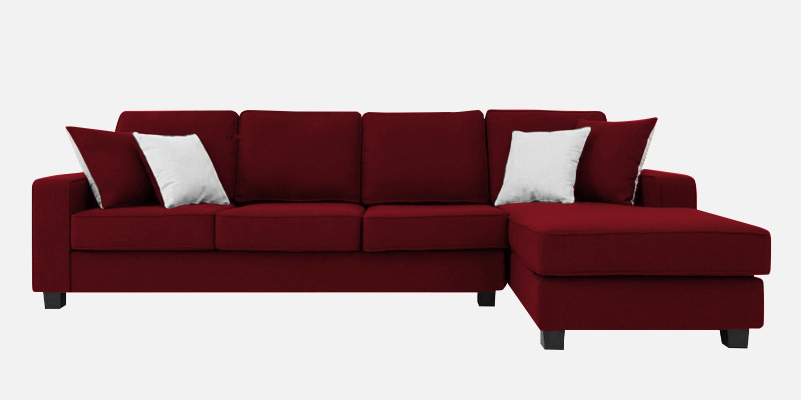 Ladybug Fabric LHS Sectional Sofa (3+Lounger) In Ruby Red Colour