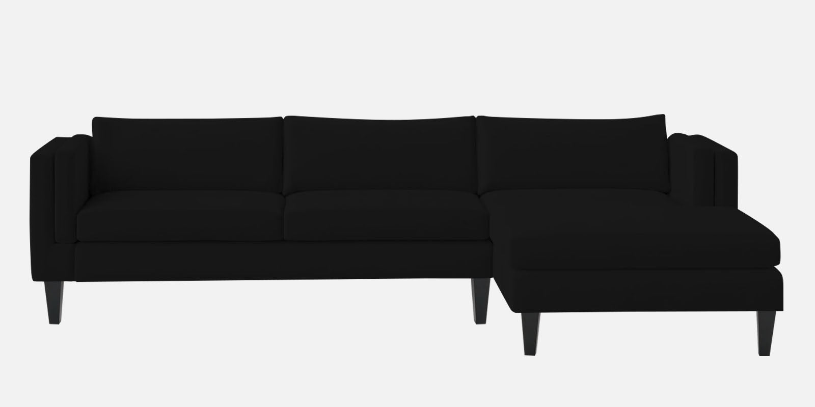 Jasper Velvet LHS Sectional Sofa (3+Lounger) in Adam Black Colour