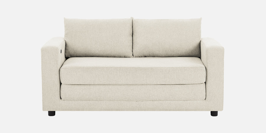 Roman Fabric 3 Seater Foldable Sofa Cum Bed In Ivory Cream Colour With Usb Port - Febonic Living