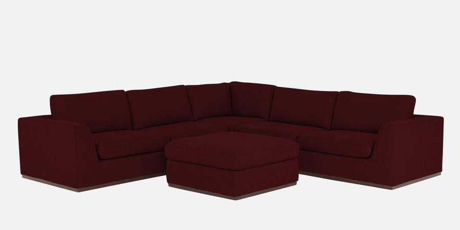 Freedom Velvet 6 Seater Rhs Corner Sofa In Dark Maroon Colour With Ottoman - Febonic Living