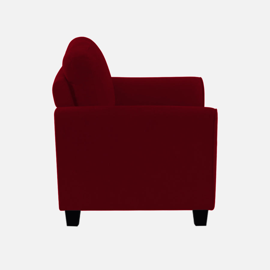 Daroo Velvet 1 Seater Sofa In Cherry Red Colour - Febonic Living