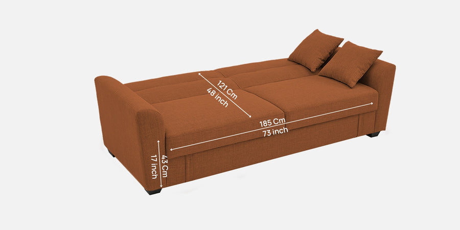 Bony Fabric 3 Seater Convertible Sofa Cum Bed In Safforn Orange Colour - Febonic Living