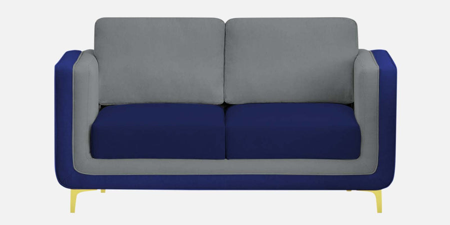 Visky Velvet 2 Seater Sofa In Pearl Grey And Indigo Blue Colour - Febonic Living