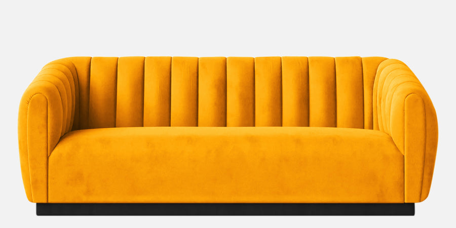 Ferry Velvet 3 Seater Sofa In Saffron Yellow Colour - Febonic Living