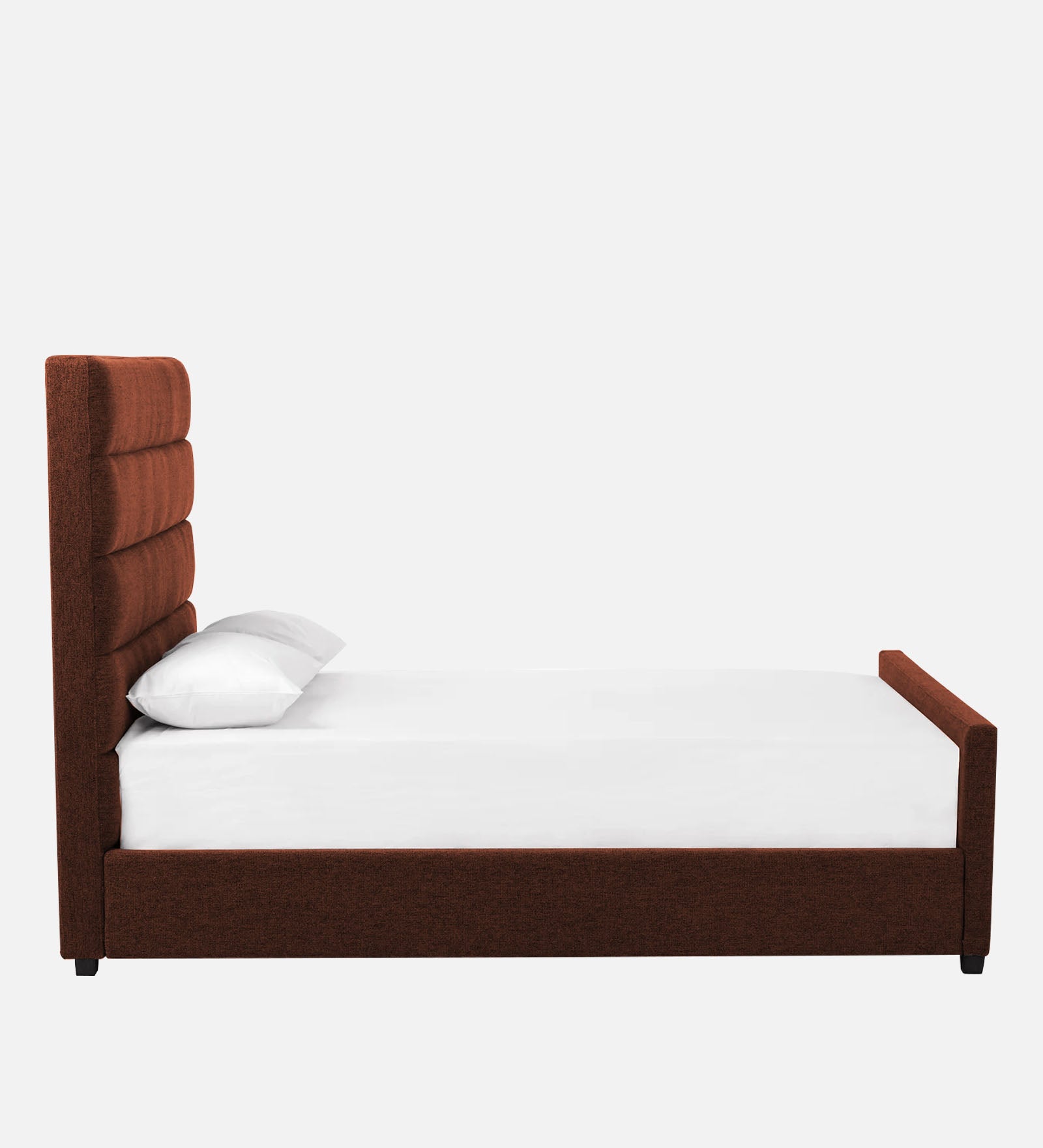 Pollen Fabric Queen Size Bed In Coffee Brown Colour