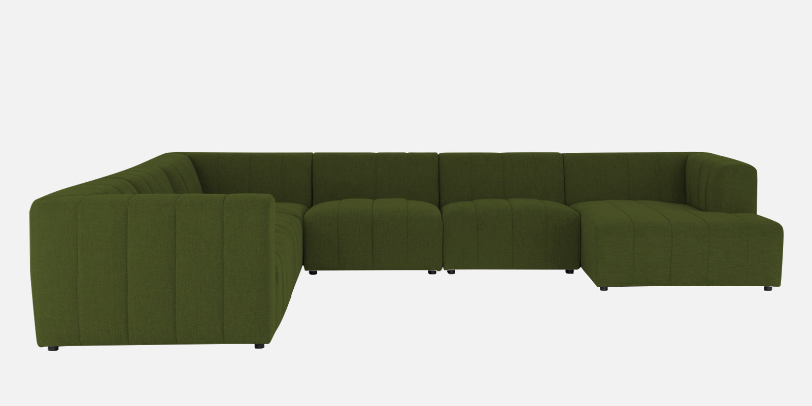 Damo Fabric LHS 8 Seater Sectional Sofa In Olive Green Colour