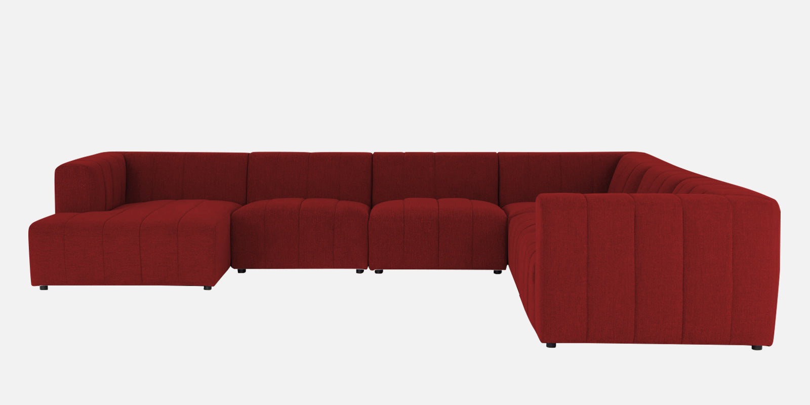 Damo Fabric RHS 8 Seater Sectional Sofa In Blood Maroon Colour