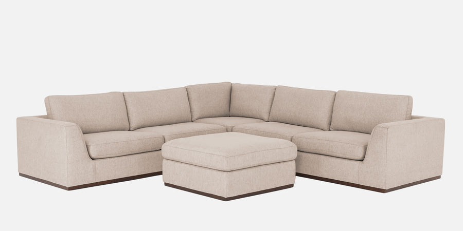 Freedom Velvet 6 Seater Lhs Corner Sofa In Camel Beige Colour With Ottoman - Febonic Living