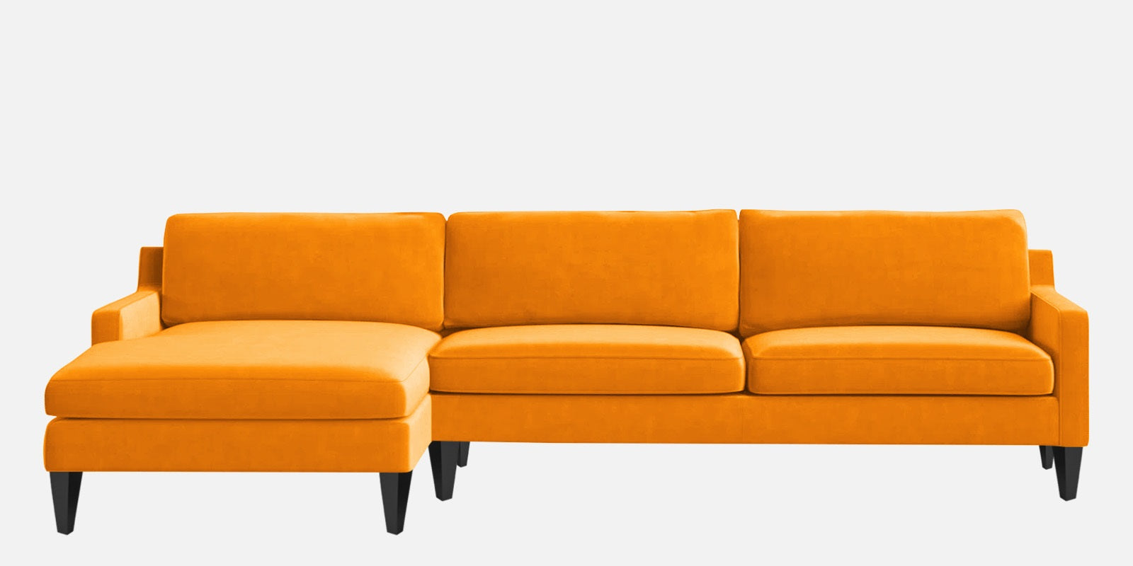 Jones Velvet RHS Sectional Sofa (3+Lounger) In Saffron yellow Colour