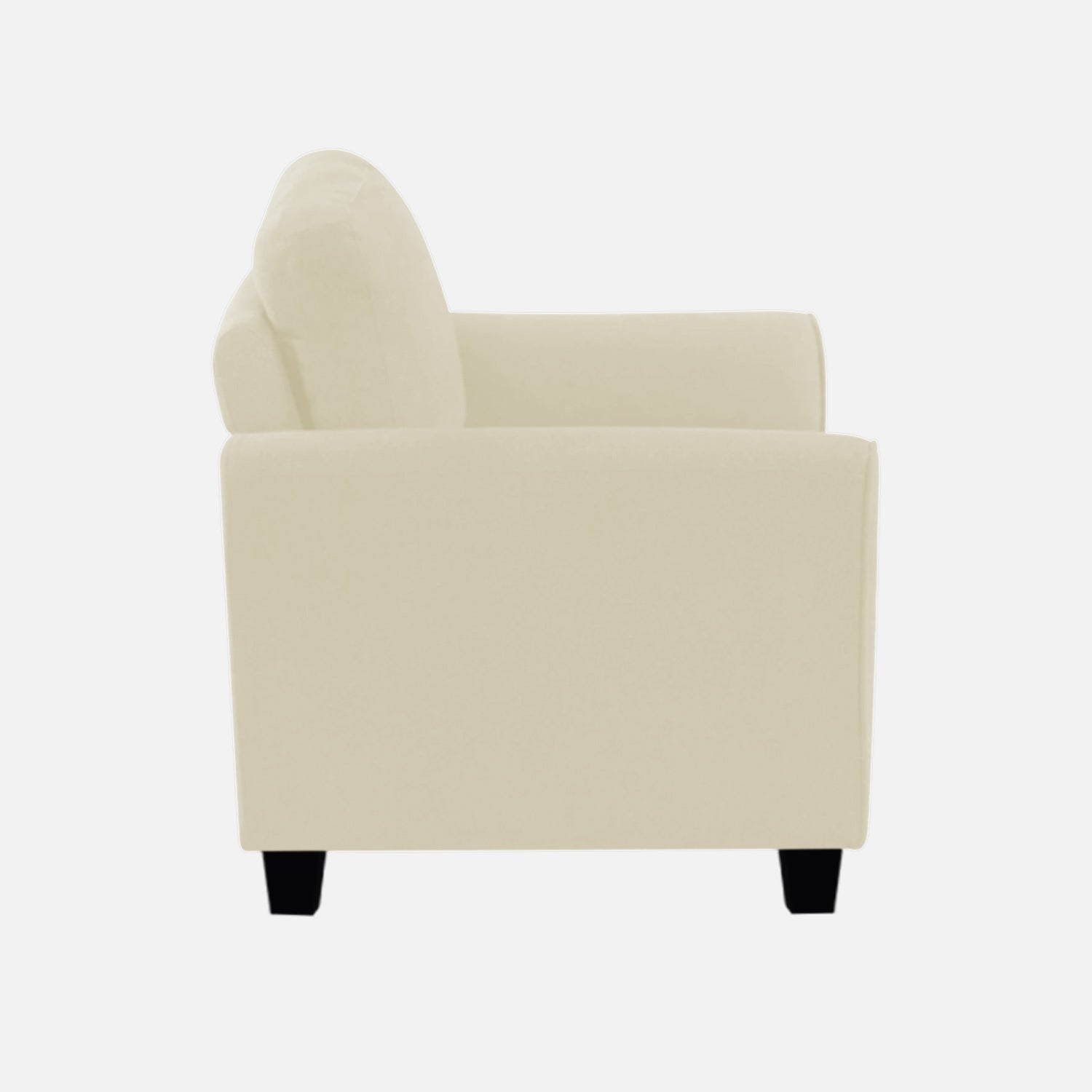 Daroo Velvet 1 Seater Sofa In Warm White Colour