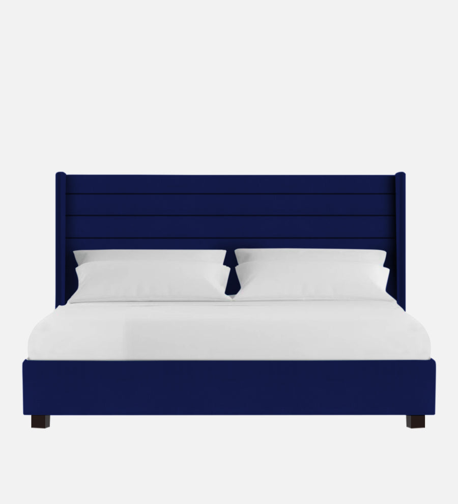 Caliya Velvet Upholstered King Size Bed In Imperial Blue Colour - Febonic Living