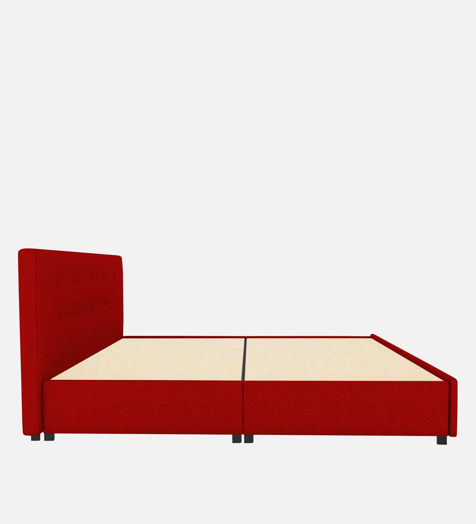 Lido Fabric Queen Size Bed In Ruby Red Colour With Storage