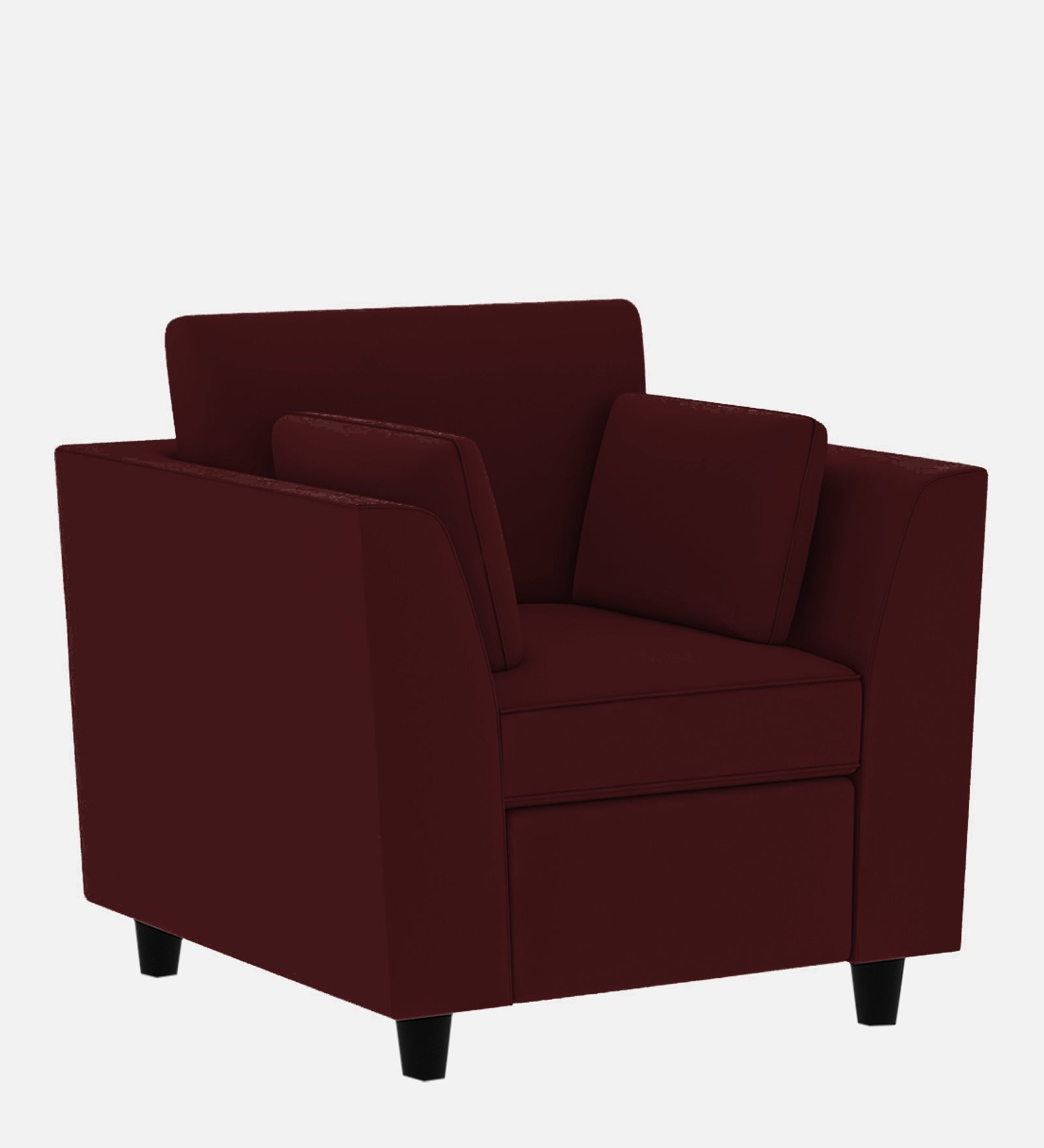 Bristo Velvet 1 Seater Sofa in Dark Maroon Colour With Storage