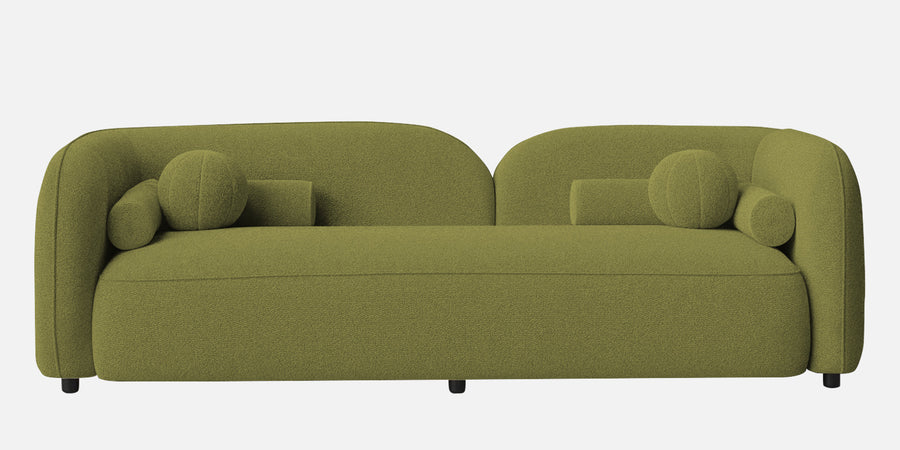 Corny Boucle Fabric 3 Seater Sofa In Apple Green Colour - Febonic Living