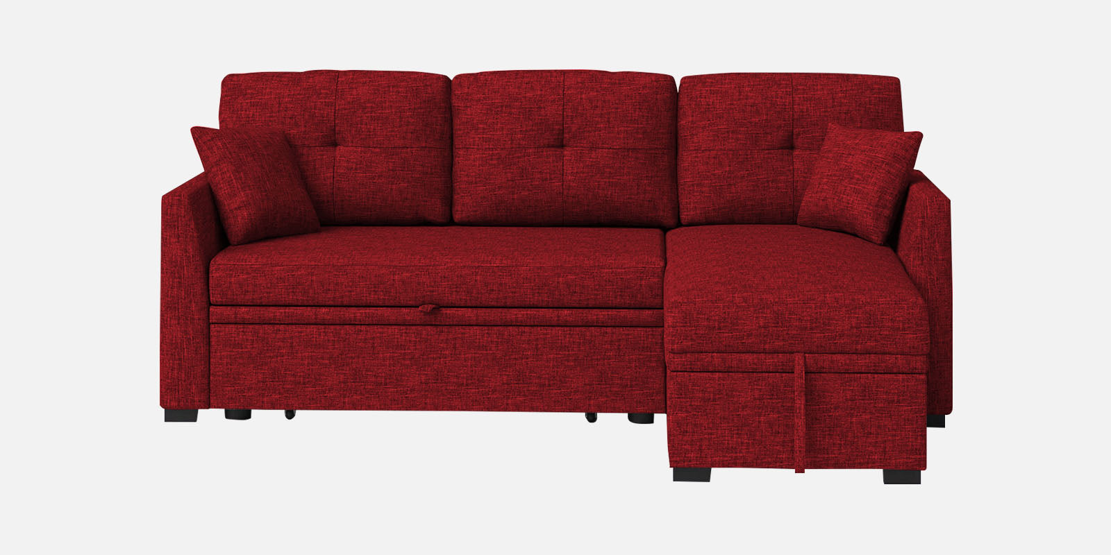 Jody Fabric 3 Seater Pull Out Sofa Cum Bed In Blood Maroon Colour