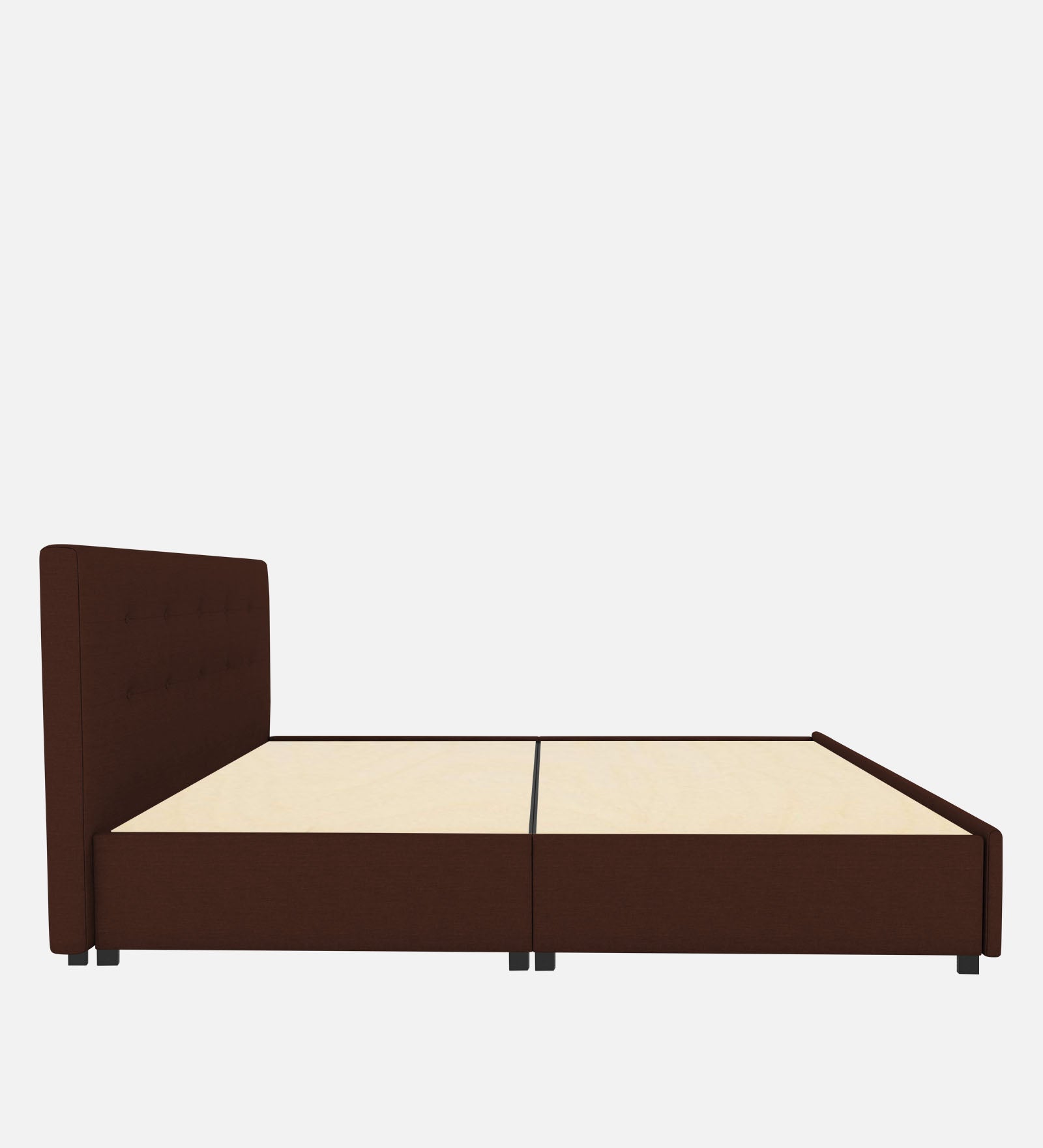 Lido Fabric Queen Size Bed In Coffee Brown Colour With Storage