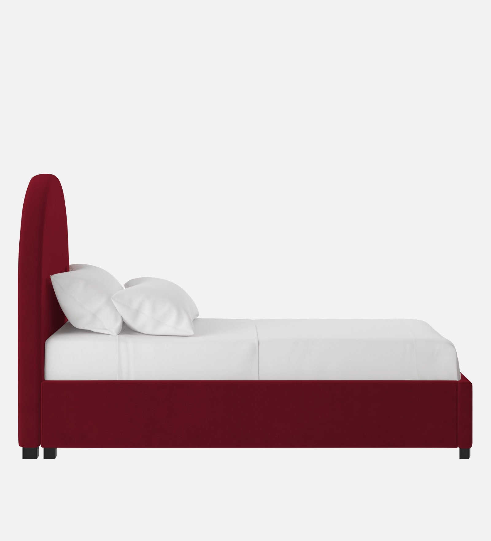 Maro Velvet Single Size Bed In Dark Maroon Colour