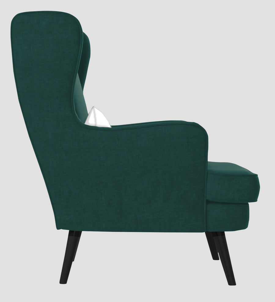 Niya Velvet Wing Chair In Pine Green Colour - Febonic Living