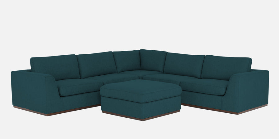 Freedom Velvet 6 Seater Rhs Corner Sofa In Arabian Green Colour With Ottoman - Febonic Living
