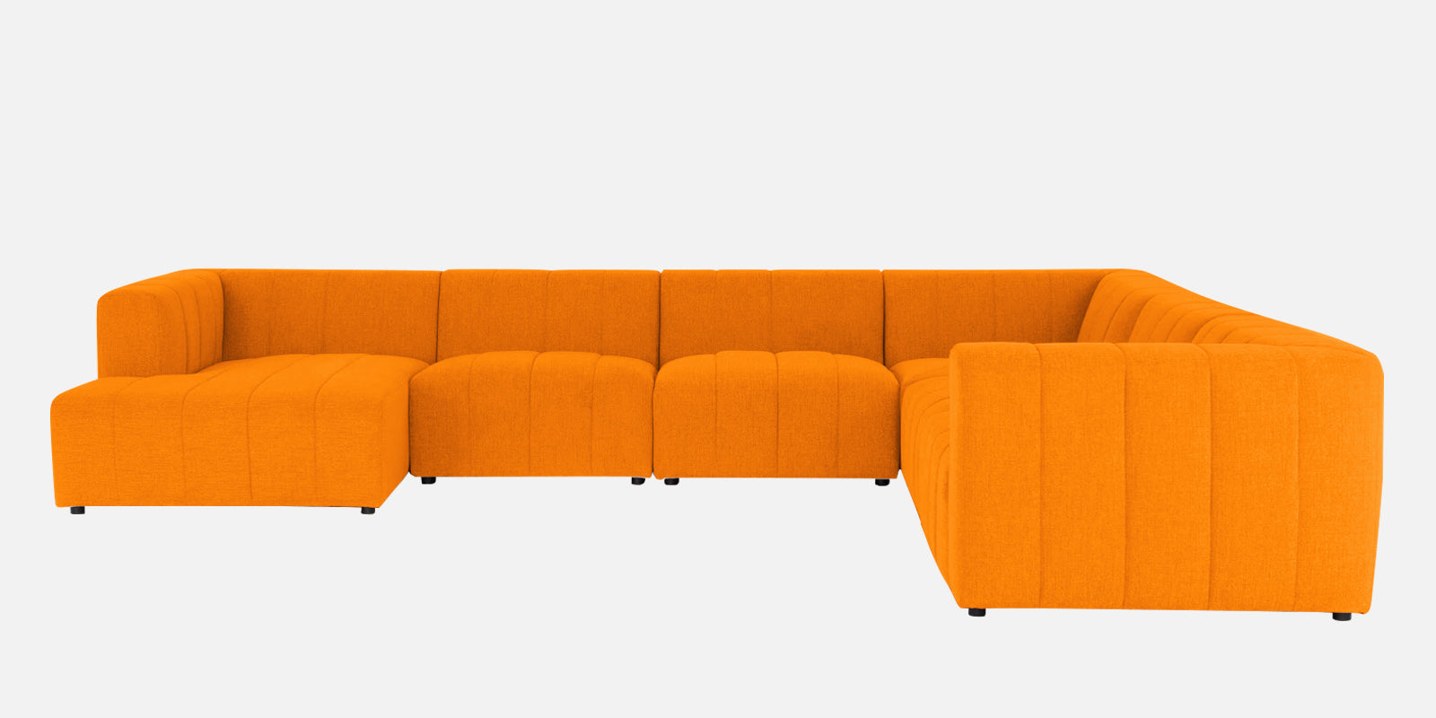 Damo Fabric RHS 8 Seater Sectional Sofa In Vivid Orange Colour