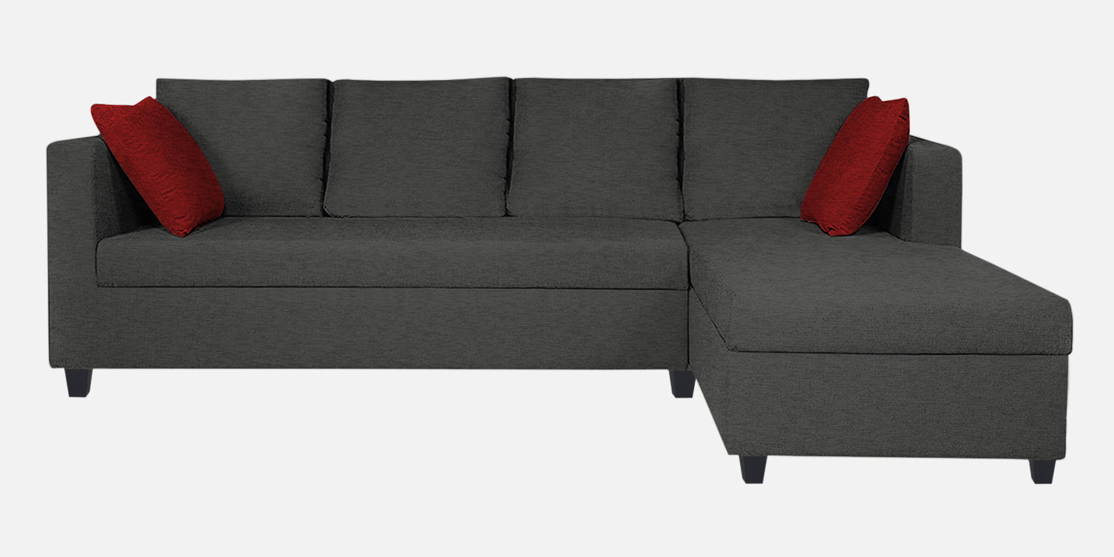 Nebula Fabric LHS Sectional Sofa (3+Lounger) in Charcoal Grey Colour