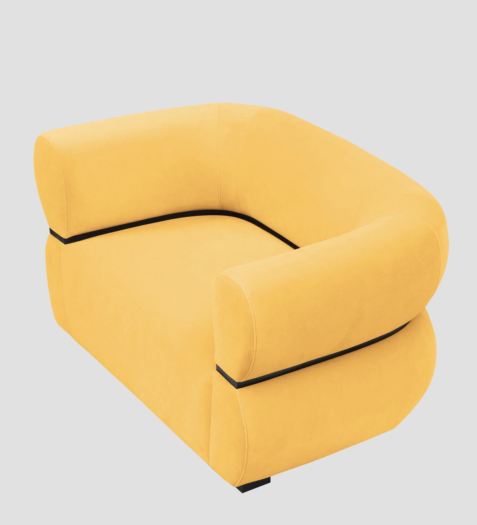 Kula Velvet 1 Seater Sofa In Turmeric Yellow Colour