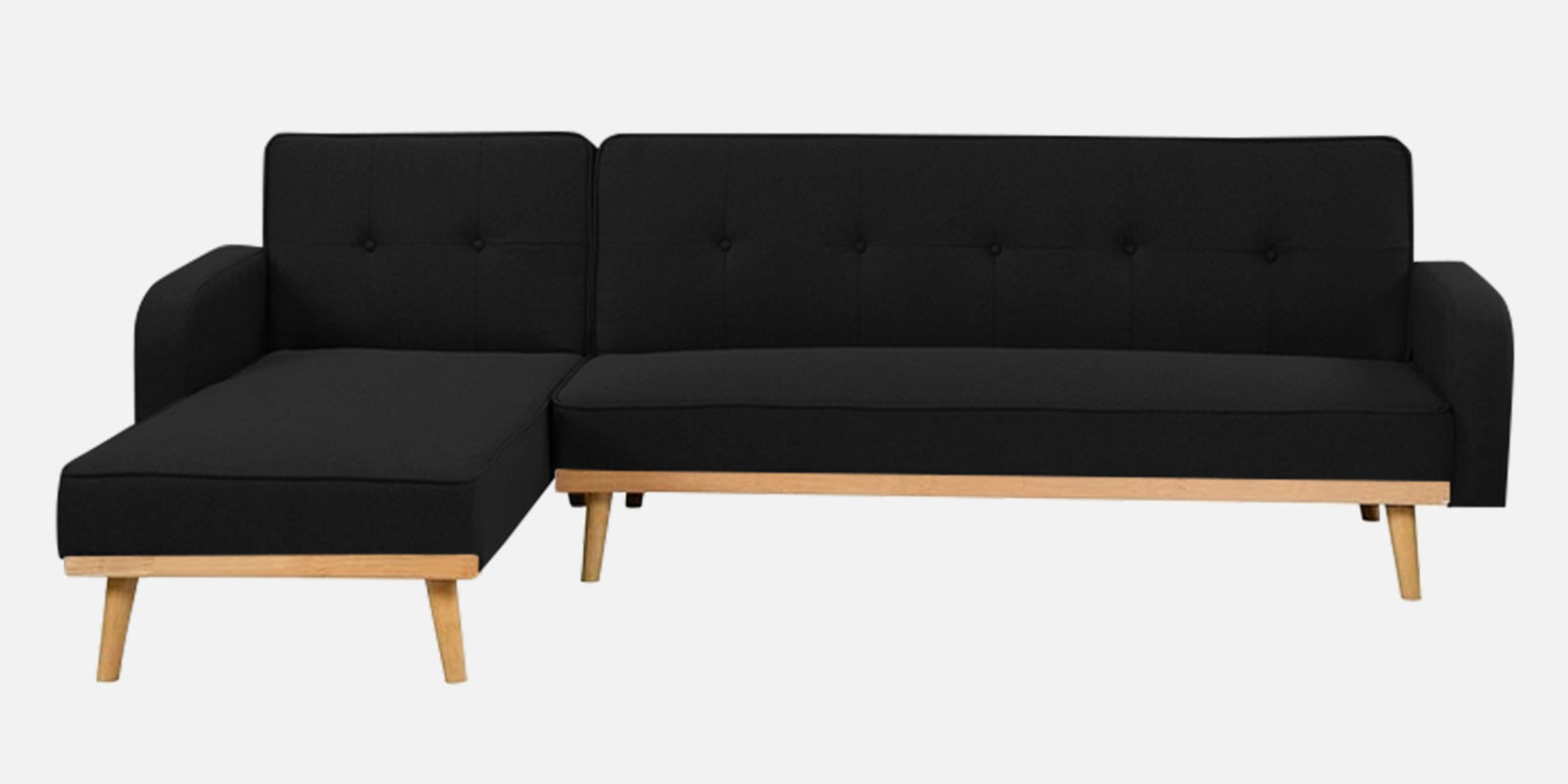 Zuno Fabric RHS Sectional + Sofa Cum Bed In Zed Black Colour