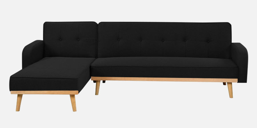 Zuno Fabric Rhs Convertible Sofa Cum Bed In Zed Black Colour - Febonic Living