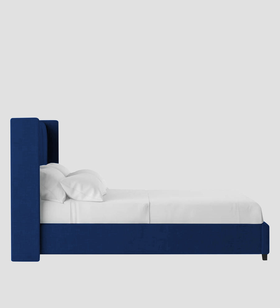 Colina Fabric Upholstered King Size Bed In Royal Blue Colour With Box Storage - Febonic Living
