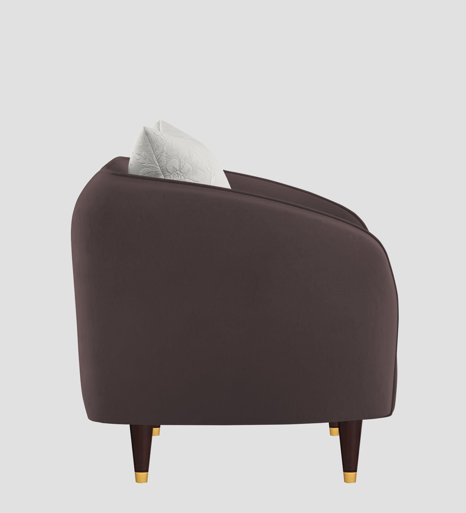 Hairo Velvet 1 Seater Sofa In  Mocha Brown Colour - Febonic Living