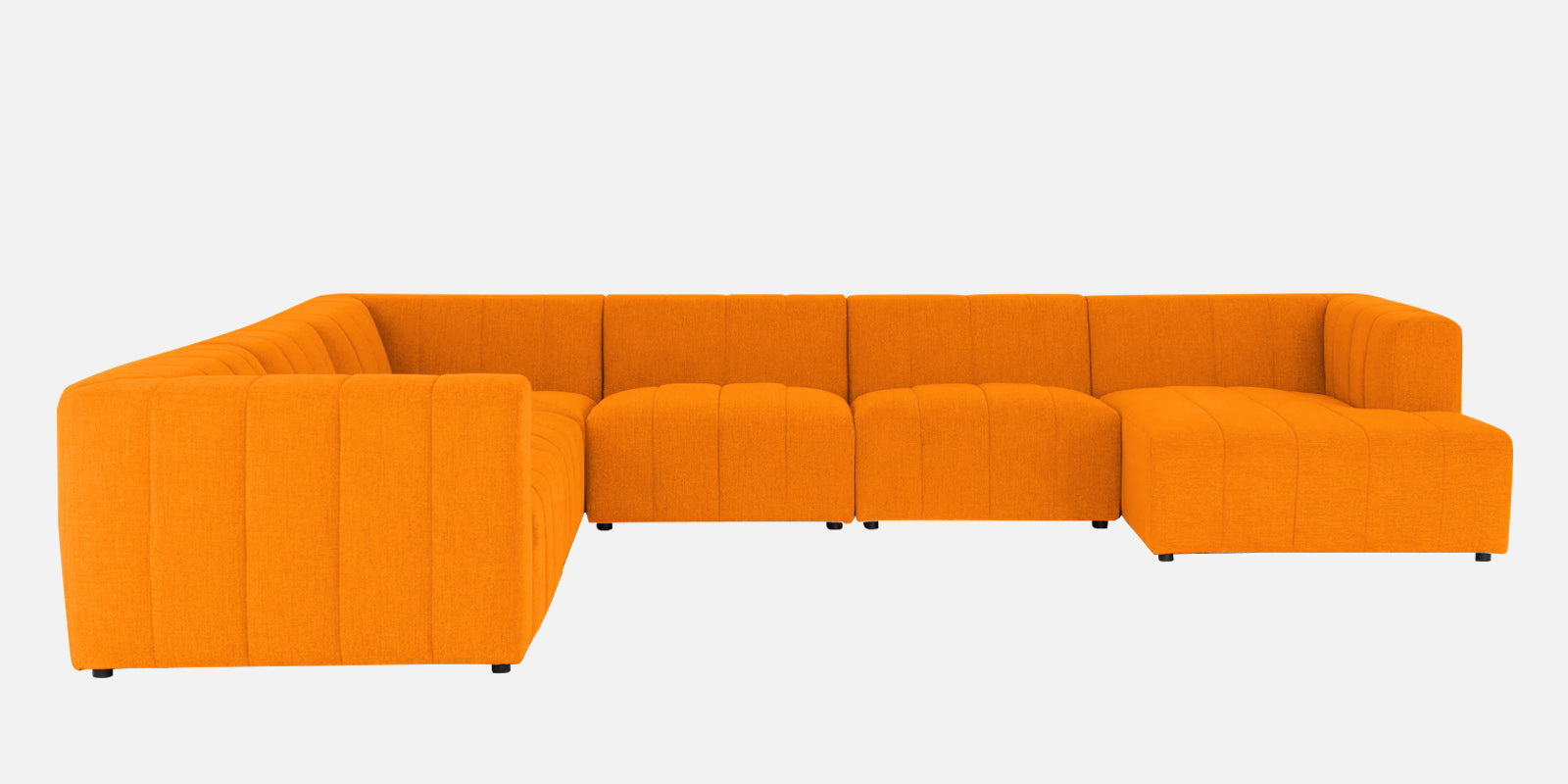 Damo Fabric LHS 8 Seater Sectional Sofa In Vivid Orange Colour