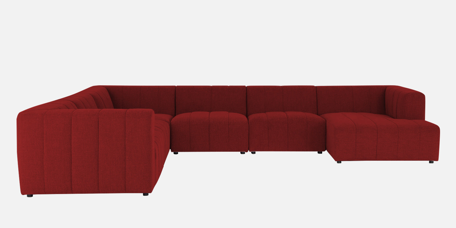 Damo Fabric LHS 8 Seater Sectional Sofa In Blood Maroon Colour