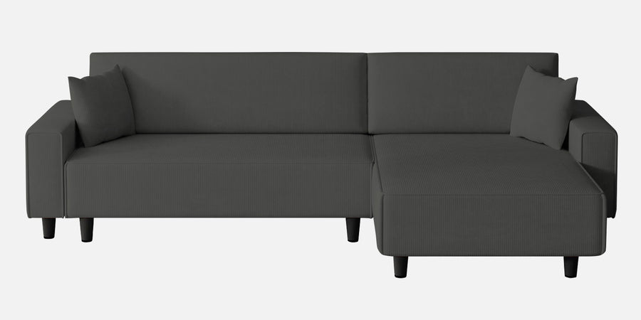 Peach Fabric Lhs 6 Seater Sofa Cum Bed With Storage In Charcoal Grey Colour - Febonic Living