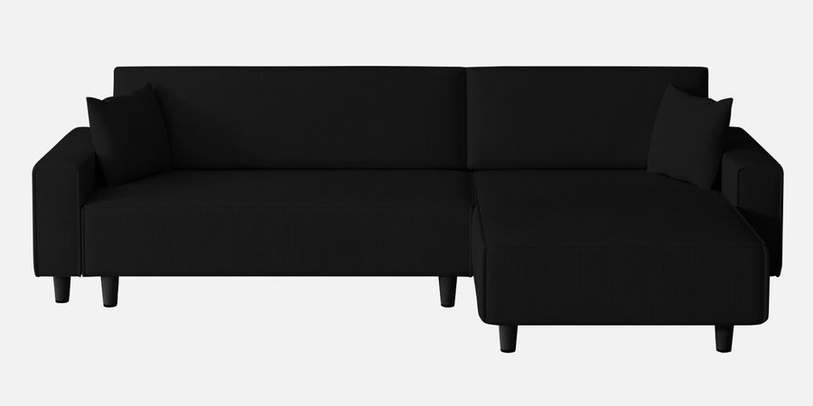 Peach Fabric Lhs 6 Seater Sofa Cum Bed With Storage In Zed Black Colour - Febonic Living