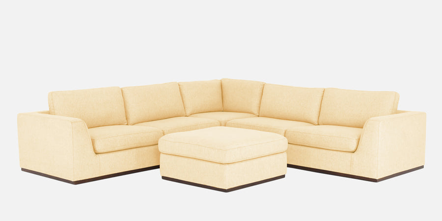 Freedom Velvet 6 Seater Rhs Corner Sofa In Sandy Beige Colour With Ottoman - Febonic Living