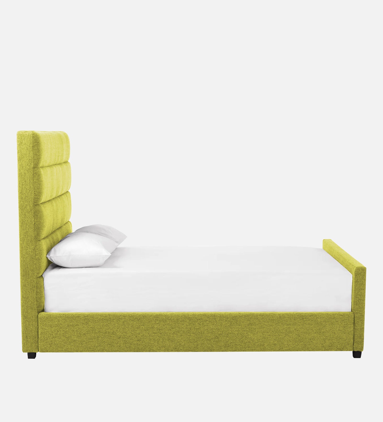 Pollen Fabric Queen Size Bed In Parrot Green Colour