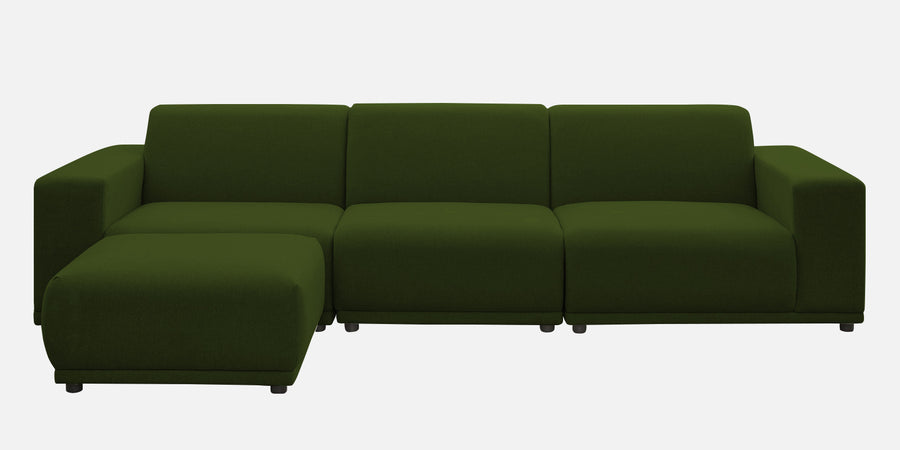 Adam Fabric Lhs Sectional Sofa 3 Ottoman Lounger In Olive Green Colour - Febonic Living