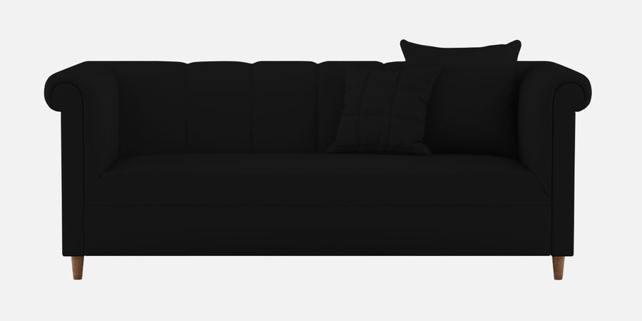 Rubi Velvet 3 Seater Sofa In Adam Black Colour - Febonic Living