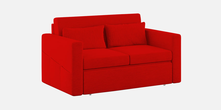 River Fabric 2 Seater Pull Out Sofa Cum Bed In Ruby Red Colour - Febonic Living