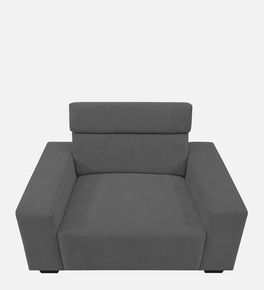 Hiro Fabric 1 Seater Sofa In Pure Grey Colour - Febonic Living