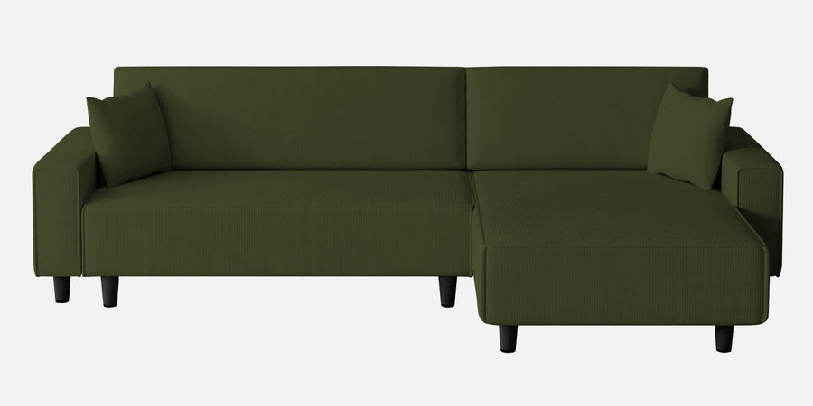 Peach Fabric Lhs 6 Seater Sofa Cum Bed With Storage In Olive Green Colour - Febonic Living