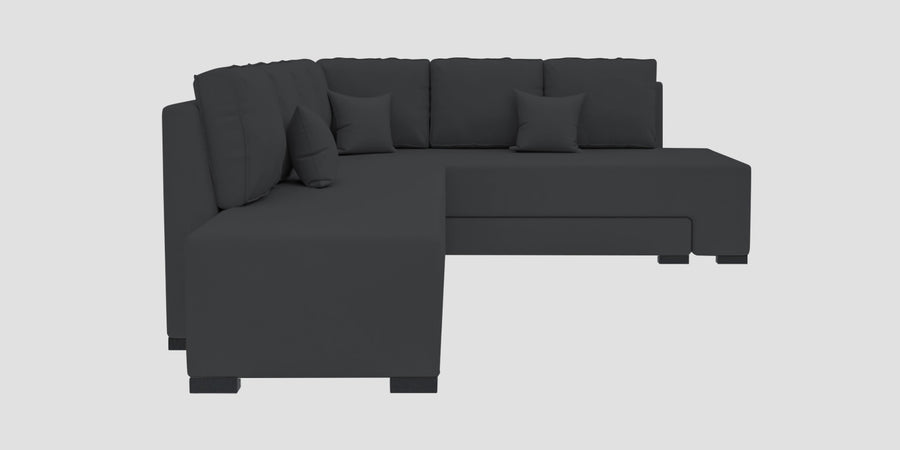 Corby Velvet Rhs 6 Seater Convertible Sofa Cum Bed In Davy Grey Colour - Febonic Living