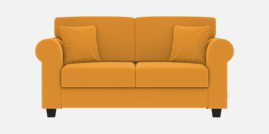 Numonk Velvet 2 Seater Sofa In Safforn Yellow Colour - Febonic Living
