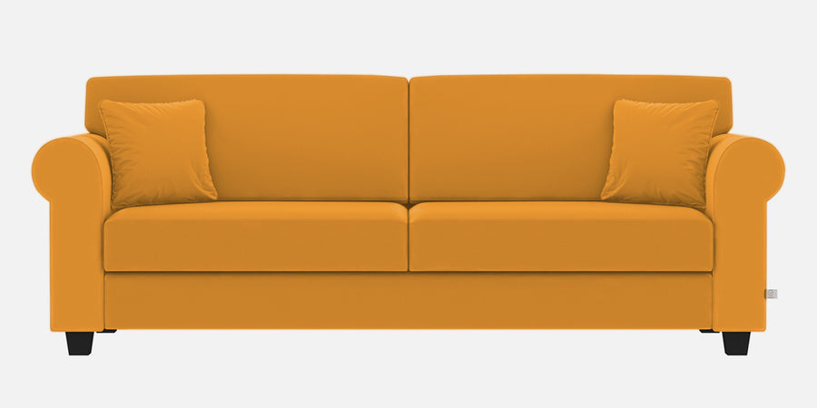 Numonk Velvet 3 Seater Sofa In Safforn Yellow Colour - Febonic Living