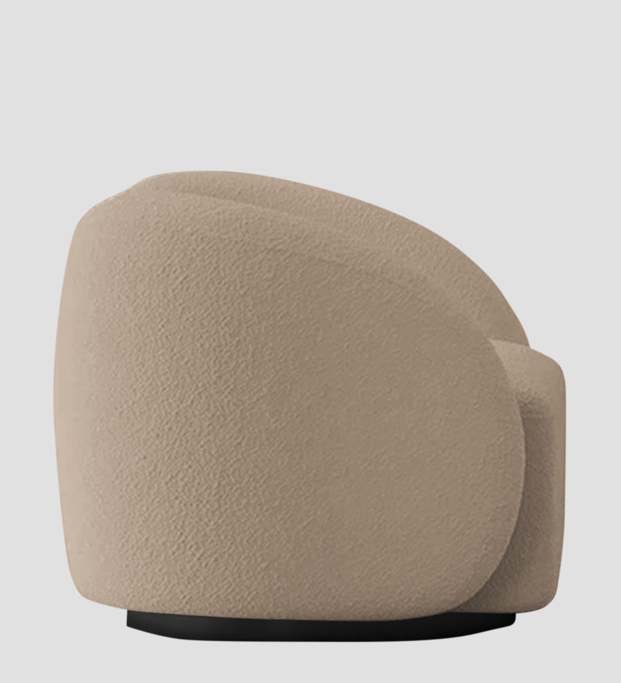 Miles Boucle Fabric Swivel Chair In Mushroom Beige Colour - Febonic Living