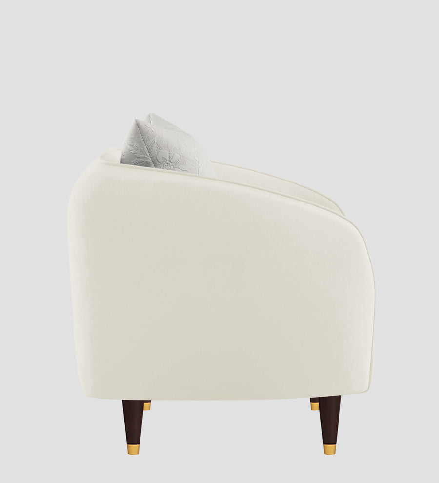 Hairo Velvet 1 Seater Sofa In Warm White Colour - Febonic Living